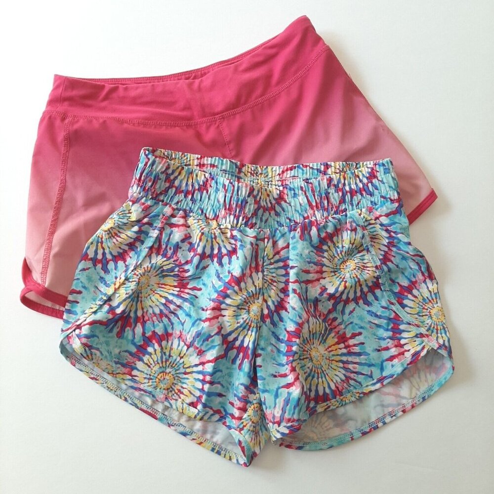 Girls Running Shorts Active Girl 8, 10/12 Pink, Tie Dye Athleisure